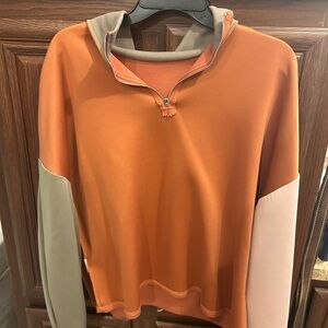 Women's Orange Quarter-Zip Colorblock Pullover